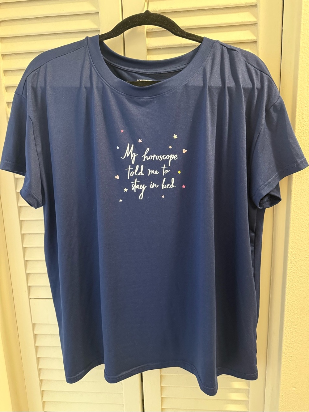 Joyspun Never Worn Navy Blue Sleep Tee - "My horoscope told me to stay in bed"